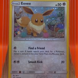 Eevee Pokemon Card Sun & Moon Black Star Promo #SM184 TCG Holo [Swirl] Damaged