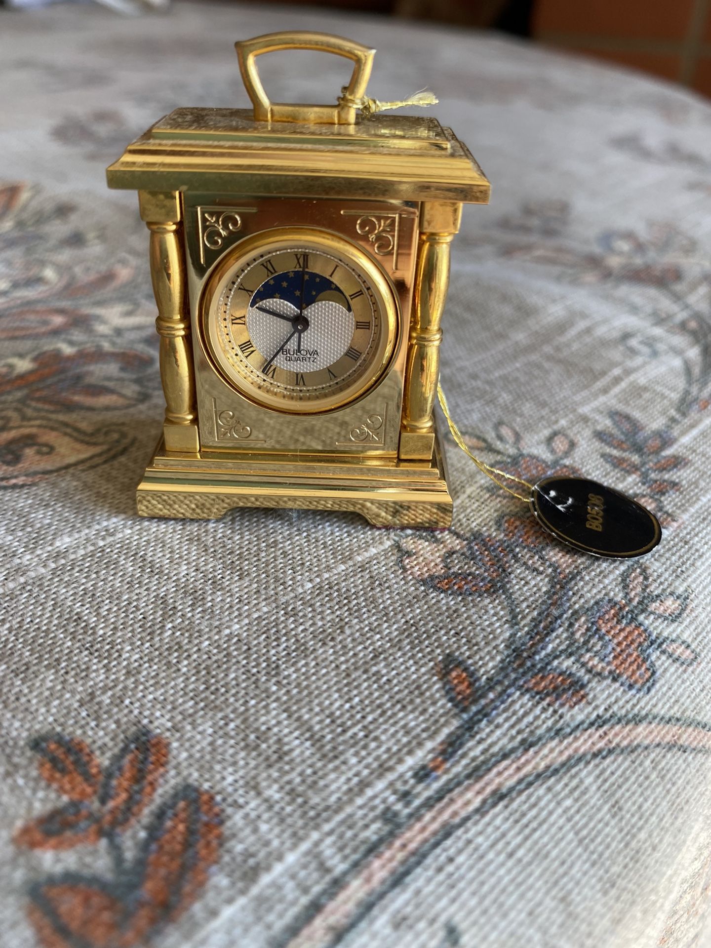 Vintage Bulova Miniature Clock Chaperone Moonphase