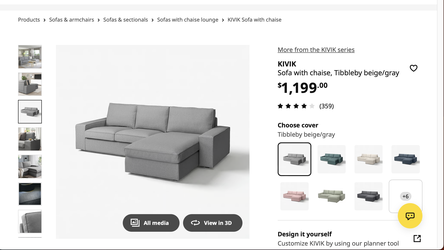 KIVIK Sofa with Chaise - Gray