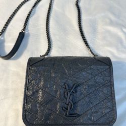Saint Laurent YSL Leather Gray Niki Crossbody Bag 