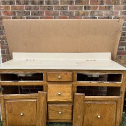 Double Sink Vanity Top + Cabinet + Mirror — Must Go 