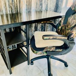 Computer Table With Army Fabric Swivel Chair Only $39