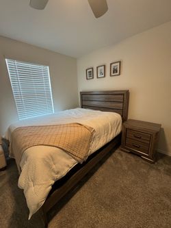 Queen Bed Frame and Headboard + Matching Night Stand