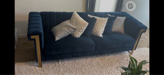 2 Blue and Brass Couch
