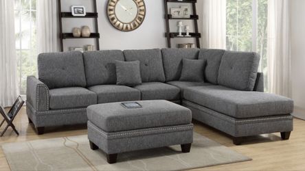 Ash Black Large Sectional (Reversible)