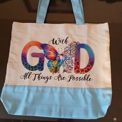 God Butterfly Ribbon Tote Bag