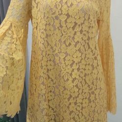 Lace Yellow Dress Size M