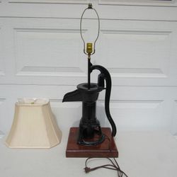 Cast Iron Vintage Repurposed Hand Water Well Pump Heavy Table Lamp

