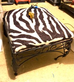 Zebra print , Foot stool iron feet no