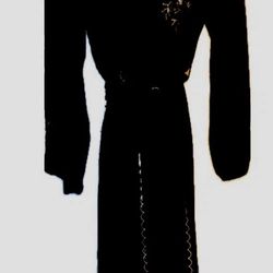 LEA Women’s Long Black Dress with White Flower Embroidery Size S