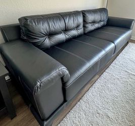 Black REAL leather sofa couch