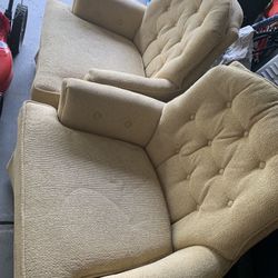 Two Fabric beige Chairs For Sale 