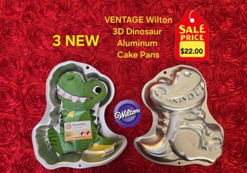 3 NEW VENTAGE WILTON 3D Dinosaur 
Aluminum 
Cake Pans.    $22.00 each Pan 
