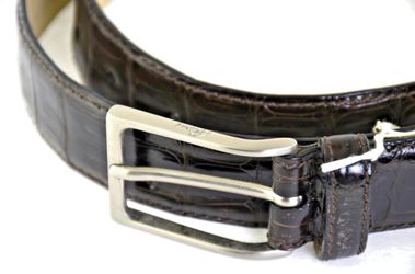 Brioni Brown Alligator Crocodile Leather Men's Belt Size 95 36 Made In Italy