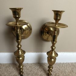 Brass Candle Sconces 11” H X 3 1/2 W X 5” D Solid Brass