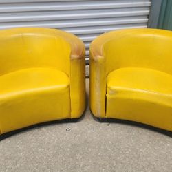 2 MCM Space Age, Buvket, Tub, Round Club Chairs As is, Needs Upholstery, RARE