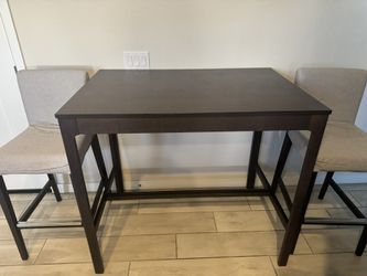 Brown Dining Table W/ 2 Barstools