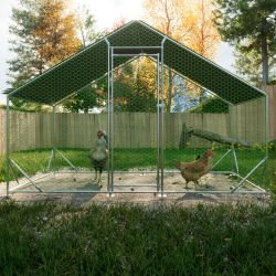 Large Metal Chicken Coop, Walk-in Chicken Run,Galvanized Wire Poultry Chicken Hen Pen Cage, Rabbits Duck Cages with Waterproof and Anti-Ultraviolet Co