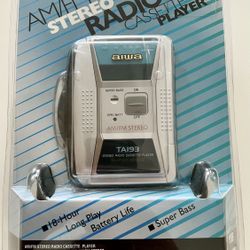 AIWA HS-TA193 AM/FM Stereo Cassette Tape Player Super Bass - Brand New Sealed