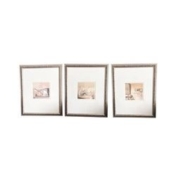 Set of 3 18.5" x 23" Blush Pink Framed & Matted Shabby Chic Vintage Bedroom Prints | Wall Art