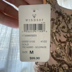 Gold/nude Jolena Formal Sequins Side Slit Dress 