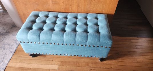 Aqua Studded Storage Bench