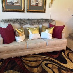 Cream Studded Sofa & Loveseat OBO