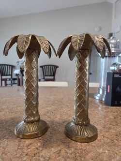 Brass Palm Tree Candle sticks