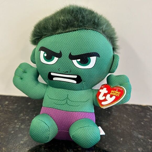 TY Beanie Baby Marvel Avengers INCREDIBLE HULK 6&quot; Plush STUFFED ANIMAL Toy NEW 