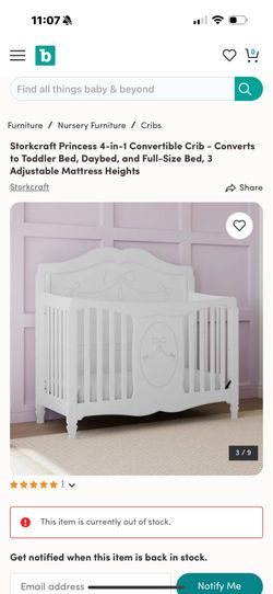 Storkcraft princess 4 in 1 convertible crib