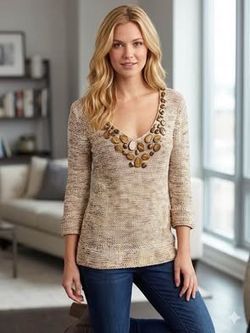 BCBGMAXAZRIA Beaded Knit Sweater