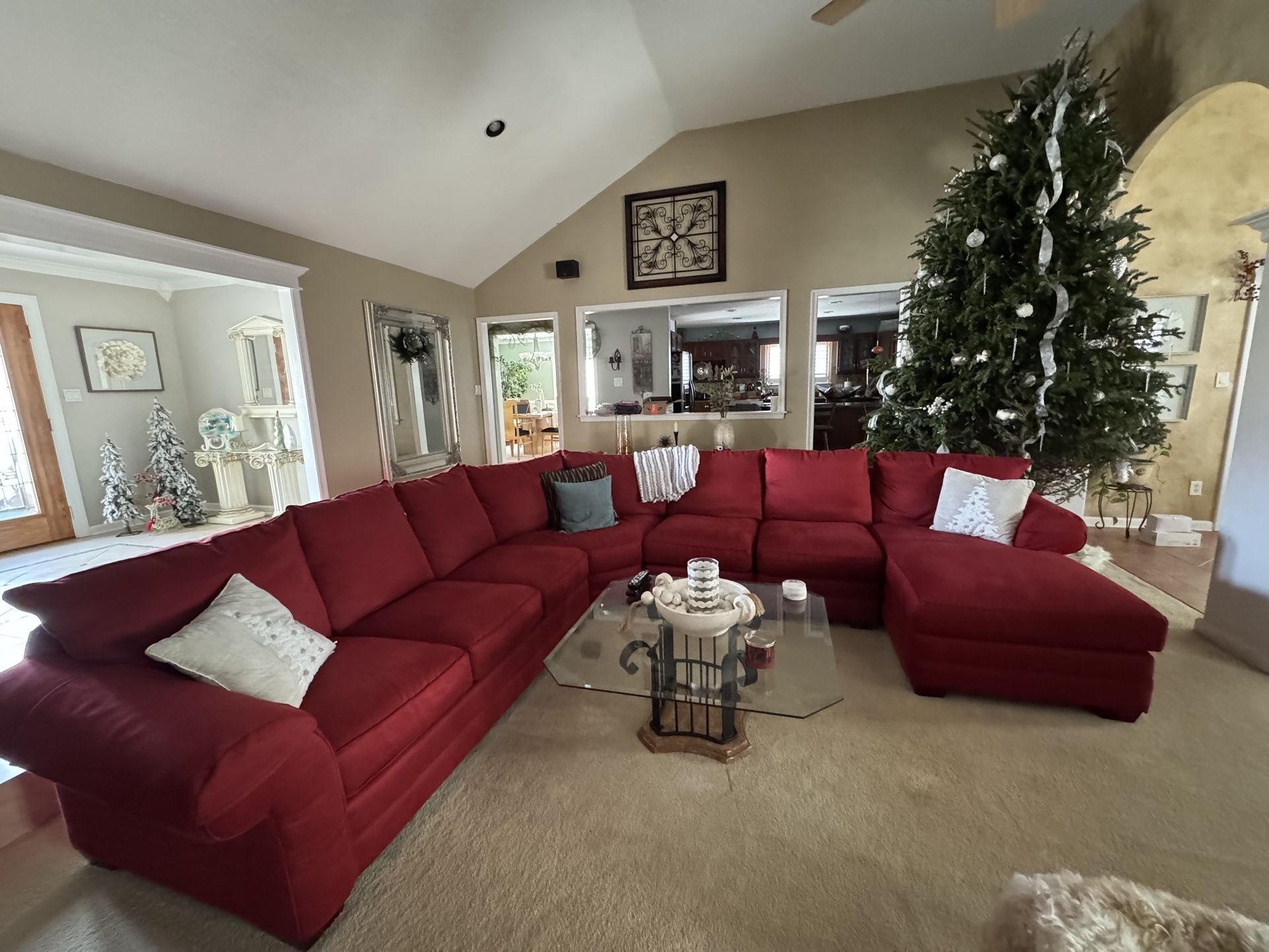 Red Covered Sectional Couch