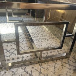 Glass Top And Metal Coffee Table 
