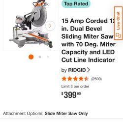 Rigid 12” Sliding Miter Saw 