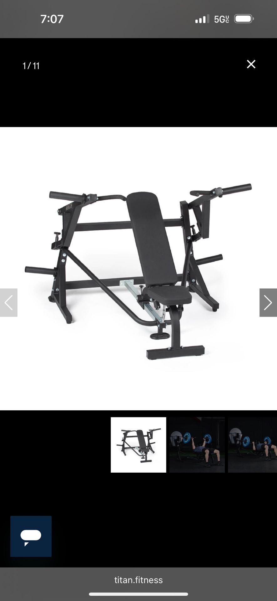 Titan Plate Loaded Chest Press Flat Incline Adjustable 