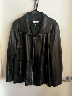 CALVIN KLEIN Genuine Leather Blazer Jacket 2X Black Wilsons Leather Excellent