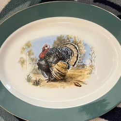 Vintage Embassy Homer Laughlin Turkey Platter Gold Rim 15”