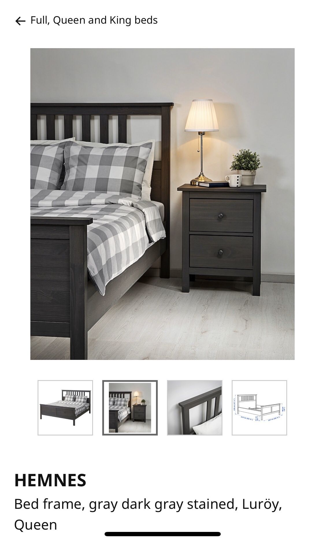 Bed frame, Queen size with a side table