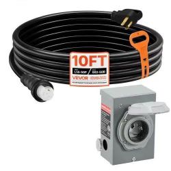 365^50 Amp Generator Cord and Power Inlet Box Kit, 15FT Generator Extension Cord NEMA 14-50P/SS2-5OR STW 6/3+8/1 AWG with Twist Lock Connector, Pre-Dr
