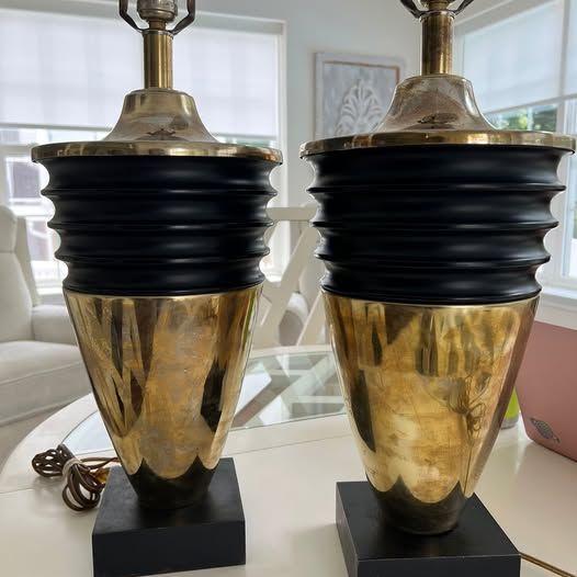 Pair of MCM French Deco Atomic Design Lamps