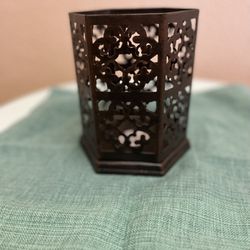 Metal Candle Holder 6” Tall x 4-1/2” Wide