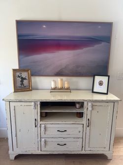 Traditional White Wood TV Console Cabinet / Media Console