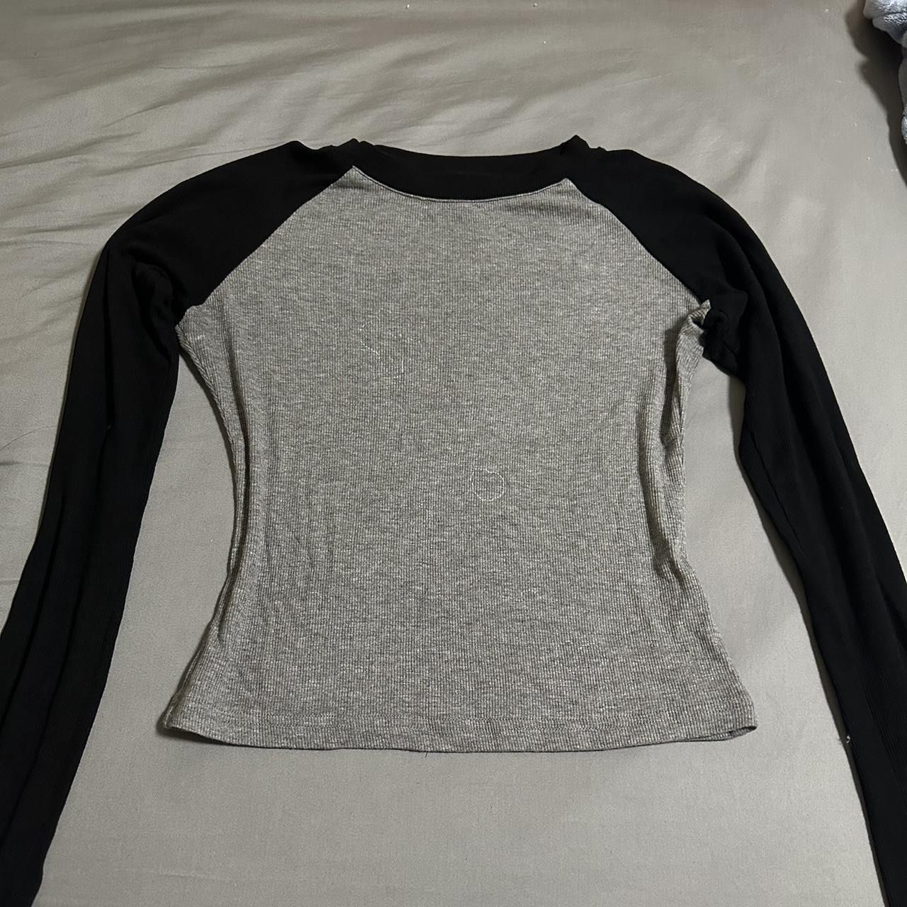 Dark Gray And Black Long Sleeve Shirt