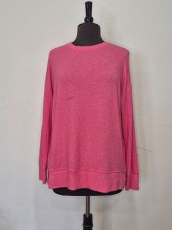 Time and Tru Women’s S Pink Heathered Knit Oversized Pullover Sweater