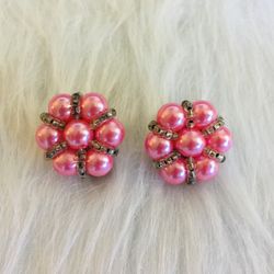 Luster Pink Faux Pearl Vintage Clip-On Earrings 