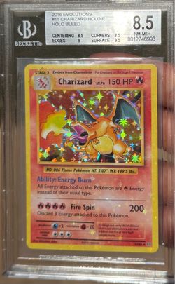 Charizard Evolutions Holo Bleed Pokemon Card Beckett 8.5
