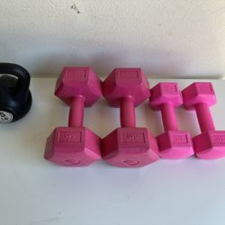 Weights. Two Pairs And One Kettlebell.