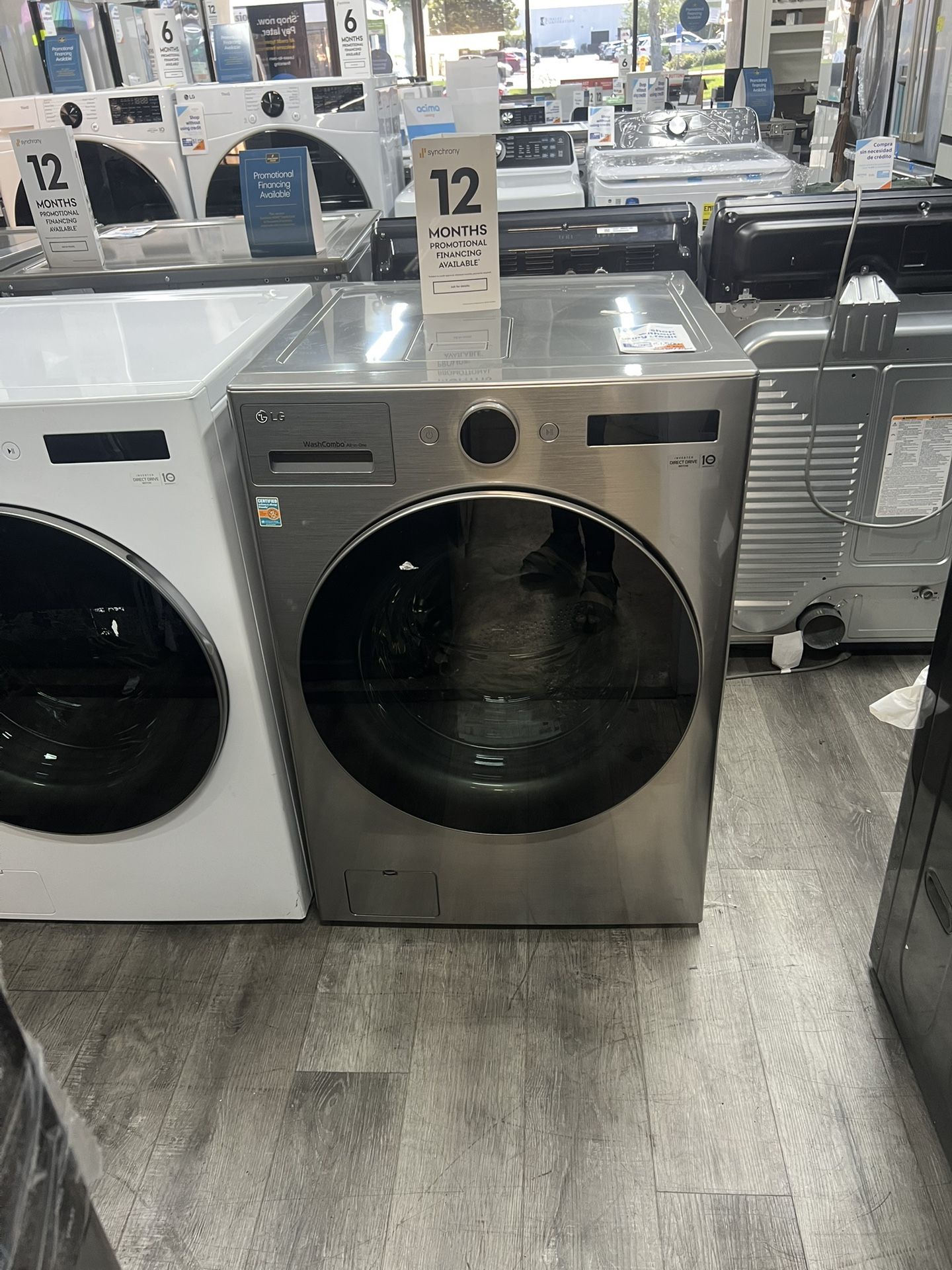 LG 5.0 Cu. Ft. Smart Mega Capacity All in One Electric Washer/Dryer WashCombo with Steam and Ventless Inverter Heat Pump Graphite Steel