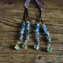 Silver Hair Clips With Beads And 3D Dice Charms