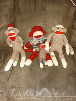 Sock Monkey Stuffed Animal Lot of 4